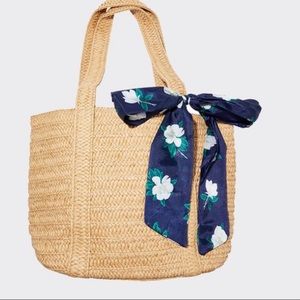 Draper James Straw Bag with Floral Scarf